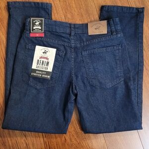 Beverly Hills Polo Club Blue Relaxed Stretch Denim Jeans Size 12 Boot Straight